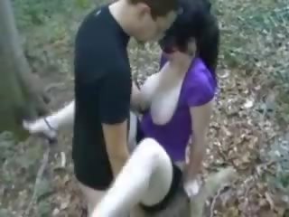 Forest blowjob fucking and facial