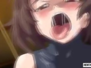 Bị ràng buộc lên hentai adolescent được quất và fucked lược