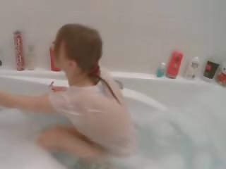 Feminine hygiene in a bath tube