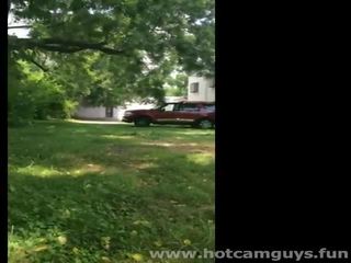 Black juvenile Jerks off Outdoor Laying on Blanket