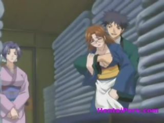 Busty anime darling learns to suck a prick and oral cumshot