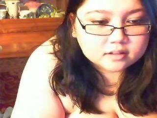 Gemuk bbw warga asia remaja melancap pada webcam