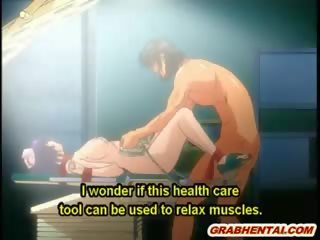 Legato hentai infermiera prende elettrico shocks e brutalmente attizzava