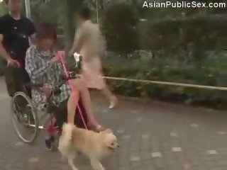 Orgasmic Wheelchair Dildo in public