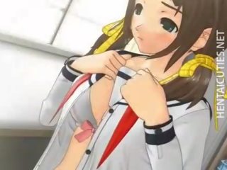 Pigtailed 3D anime girlfriend gets slit rubbed