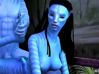 Avatar enchantress 항문의 엿 로 거대한 푸른 샤프트