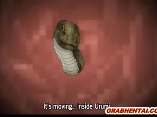 Bigboobs hentai coed blir knullet alle hull av snakes