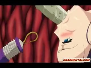Hentai studente betrapt door tentakels en krijgt electric shocks